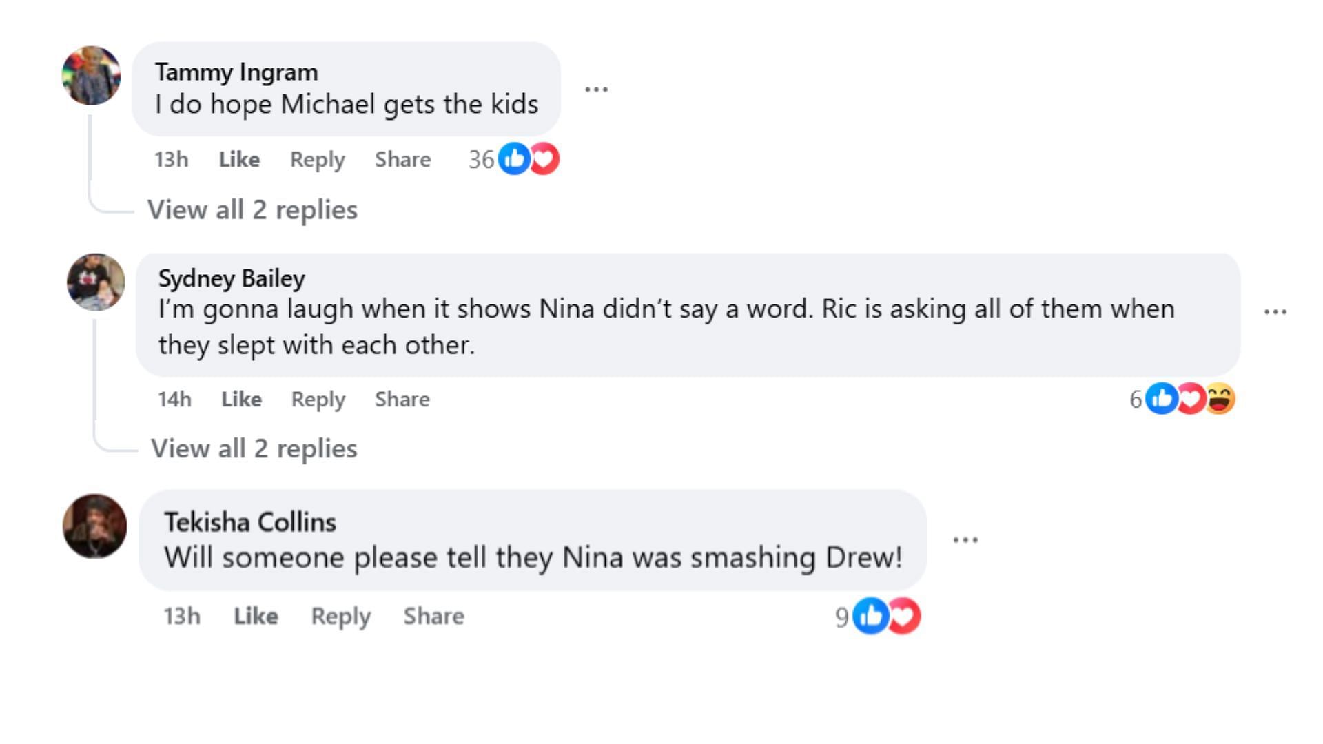 Comments by fans on the post (Image via Facebook/@Donna Drucker)