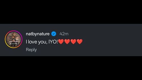 Natalya's comment on IYO SKY's post (Image via Instagram)