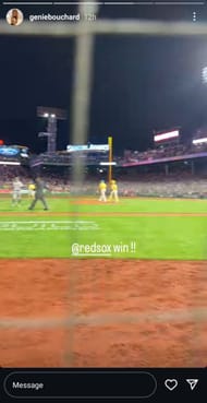 Bouchard's Instagram Story celebrating Red Sox's win, dated Sunday, June 15, 2025 (Source: Instagram/geniebouchard)