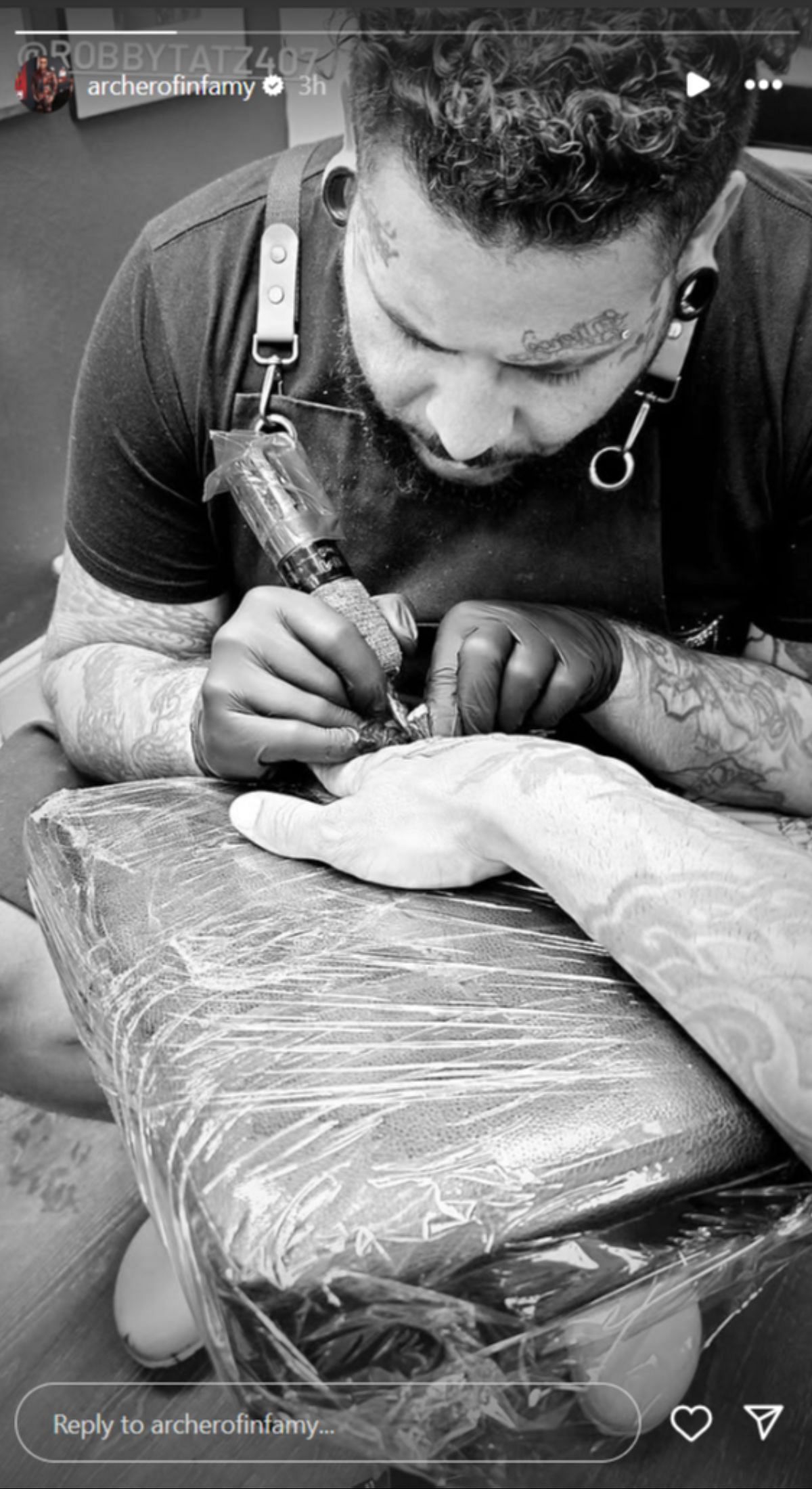Damian Priest getting inked [Photo credit: WWE Superstar&#039;s Instagram story]
