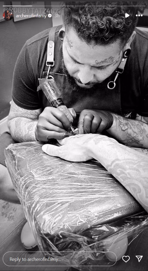 Damian Priest getting inked [Photo credit: WWE Superstar's Instagram story]