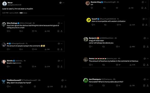 Screenshot of fan reactions to the post.