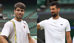 Carlos Alcaraz reacts to special Centre Court Practice match with Novak Djokovic at Wimbledon