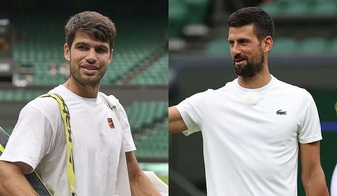 Carlos Alcaraz reacts to special Centre Court Practice match with Novak Djokovic at Wimbledon