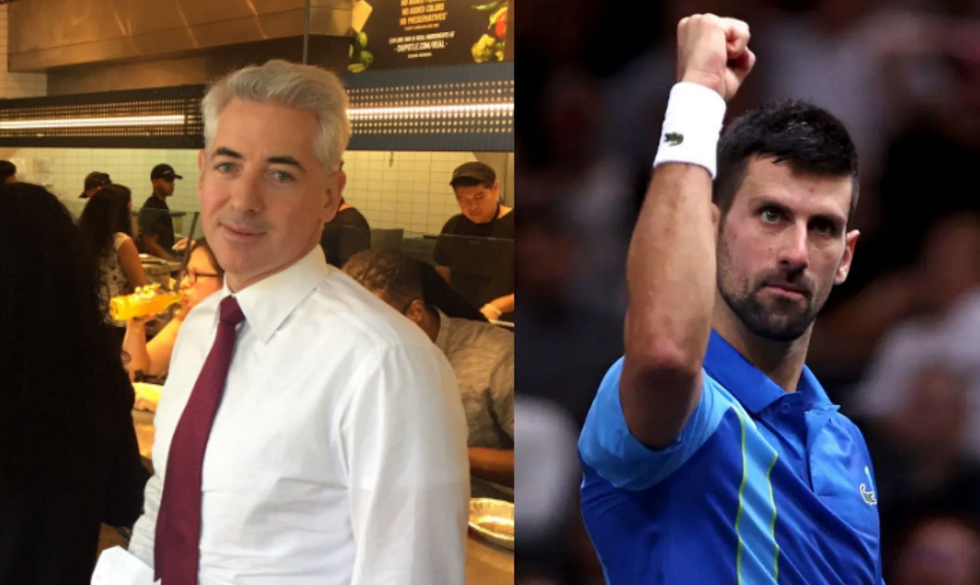 (L) Bill Ackman | Source : (@BillAckman/x)  (R) Novak Djokovic | Source : Getty