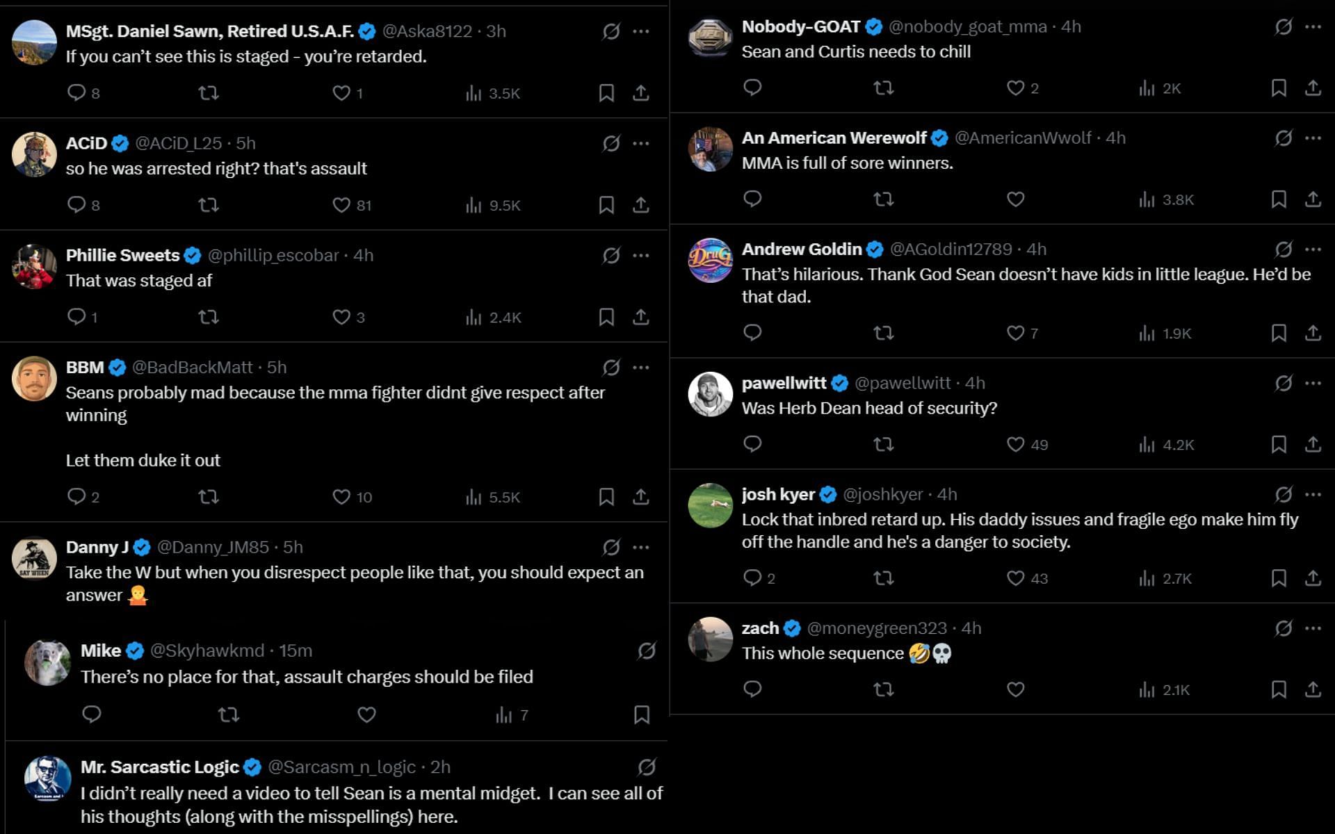 Fans react to the video of Sean Strickland punching an MMA fighter. [Screenshots courtesy: @MMA Junkie on X]