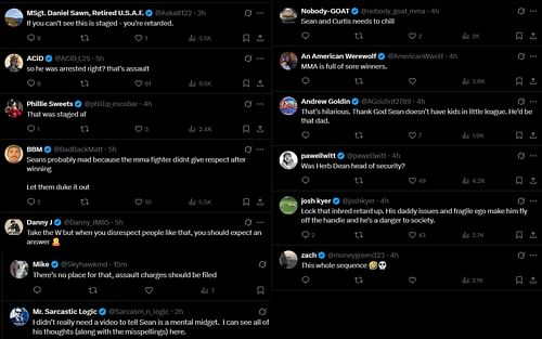 Fans react to the video of Sean Strickland punching an MMA fighter. [Screenshots courtesy: @MMA Junkie on X]