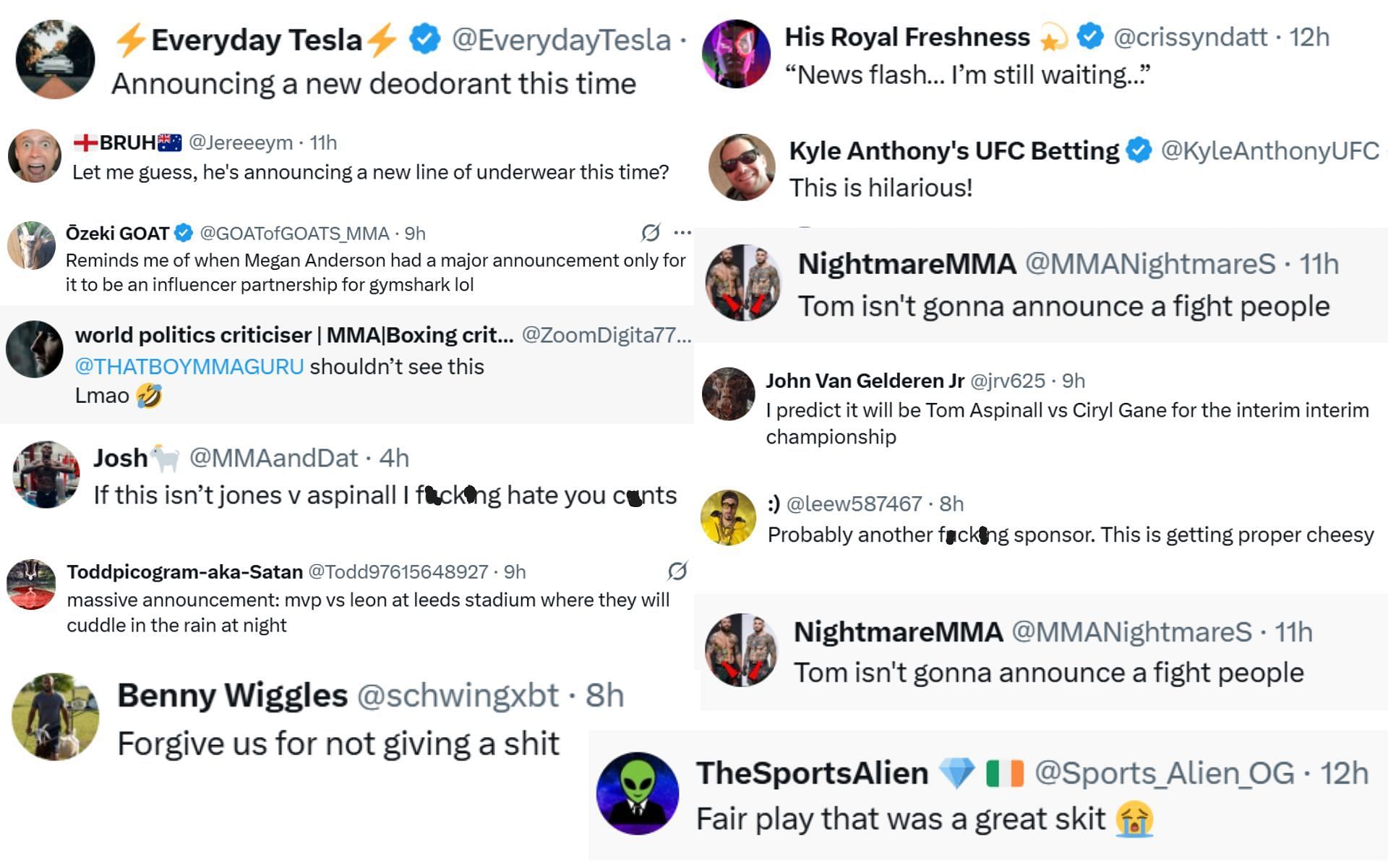 Fan reactions. [Screenshots courtesy: @ufcontnt on X]