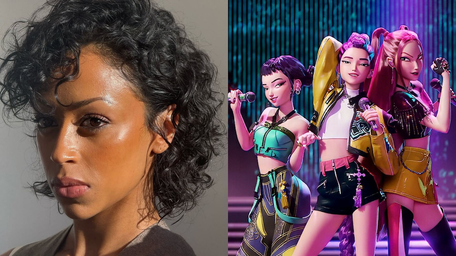 What role does Liza Koshy play in KPop Demon Hunters? Character explored (Image on the right via Instagram/@lizakoshy; Image on the left via Netflix)