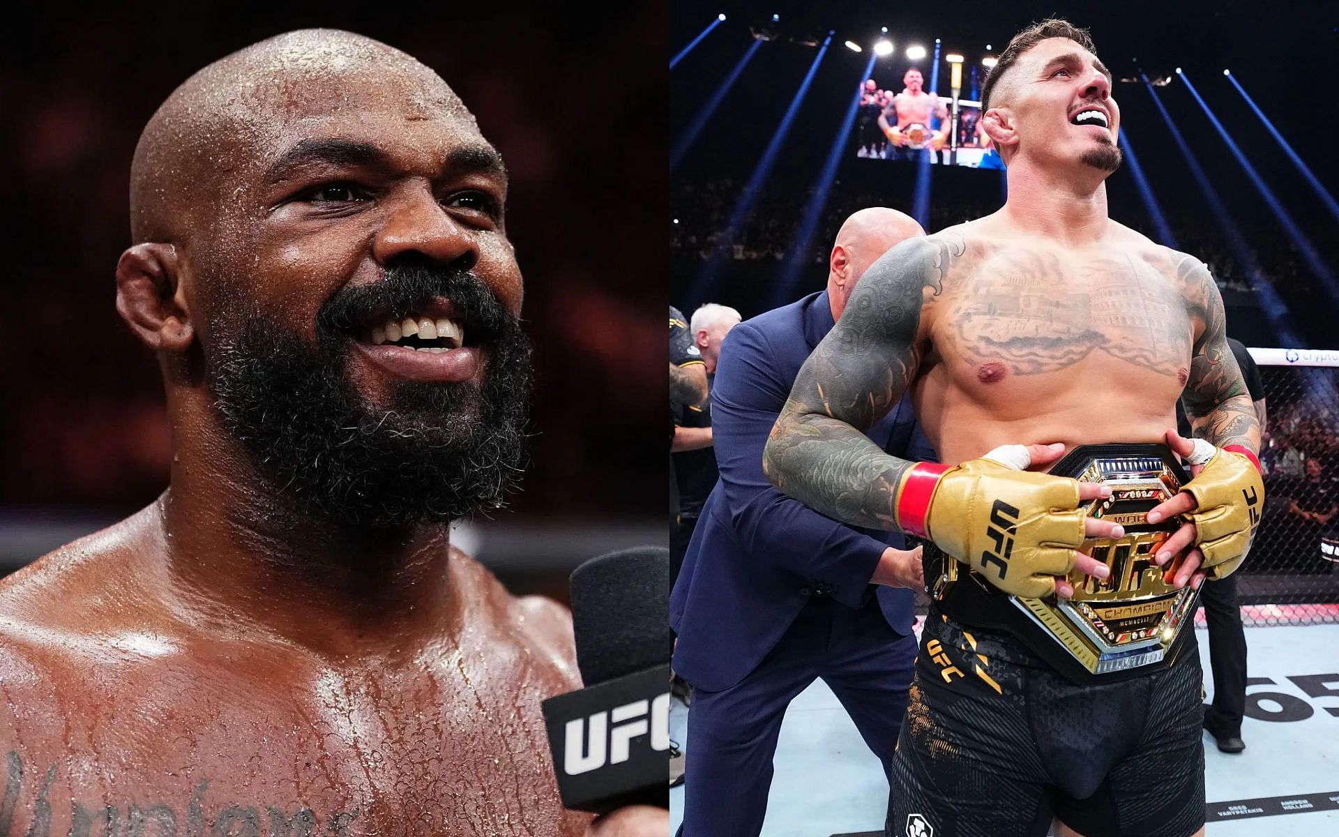 Jon Jones (left) announced his retirement from MMA, officially crowning Tom Aspinall (right) as the undisputed heavyweight champion. [Images courtesy: Getty Images]