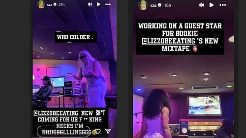 SZA's Instagram stories mentioning the song snippets (Image via Instagram/ @SZA)