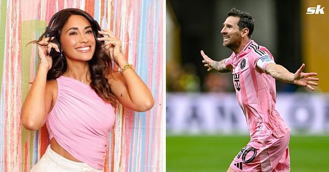 Antonela Roccuzzo reacts to Lionel Messi scoring free-kick goal to win game against Porto in Club World Cup clash