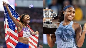 Gabby Thomas’ celebration dance with pet Rico for Coco Gauff’s French Open win draws hyped reaction from tennis star