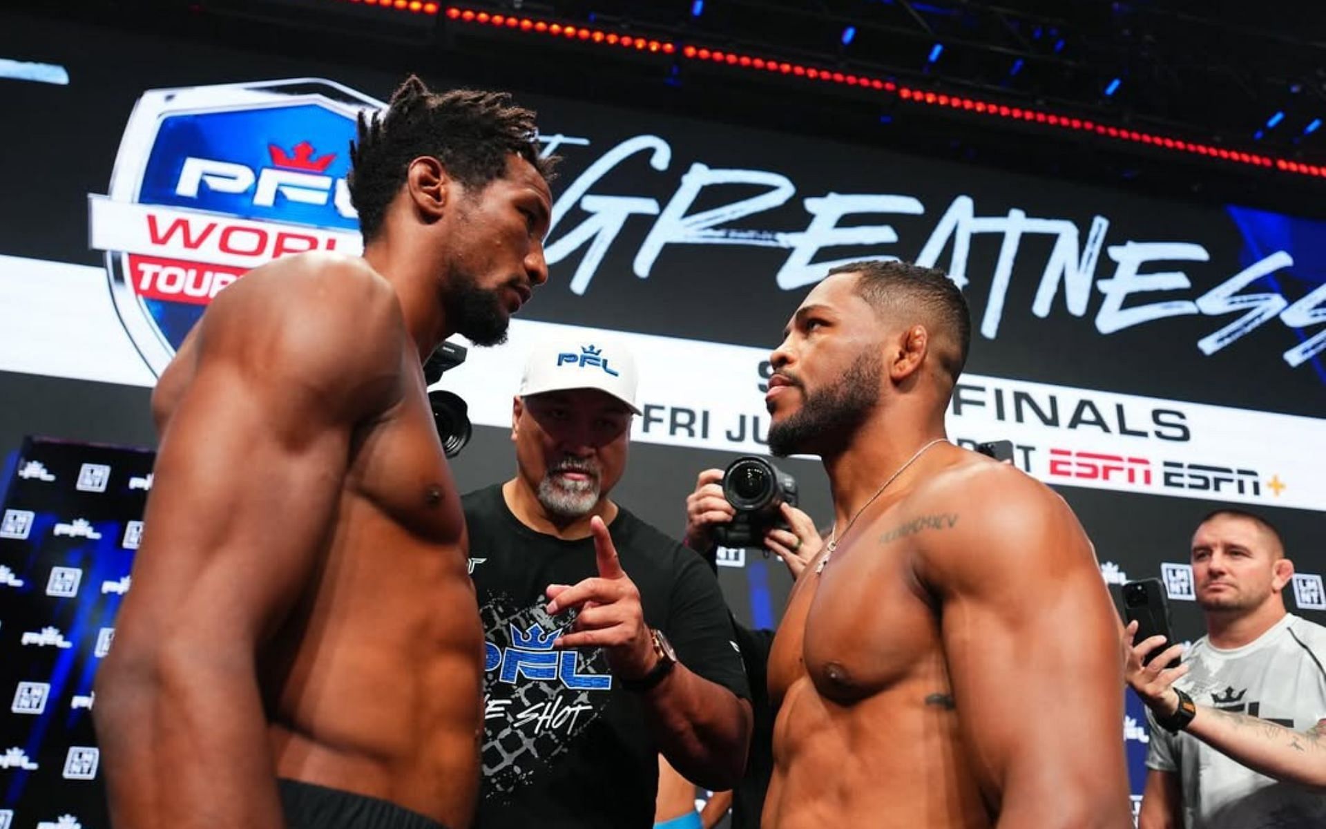 Mansour Barnaoui vs. Archie Colgan square off before the fight. [Image courtesy: @king_colgan on Instagram]