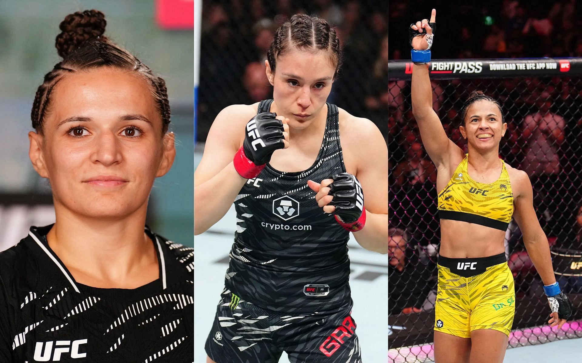 Erin Blanchfield (left) eyes a bout with Alexa Grasso (middle) or Natalia Silva (right.) [Images courtesy: Getty Images]