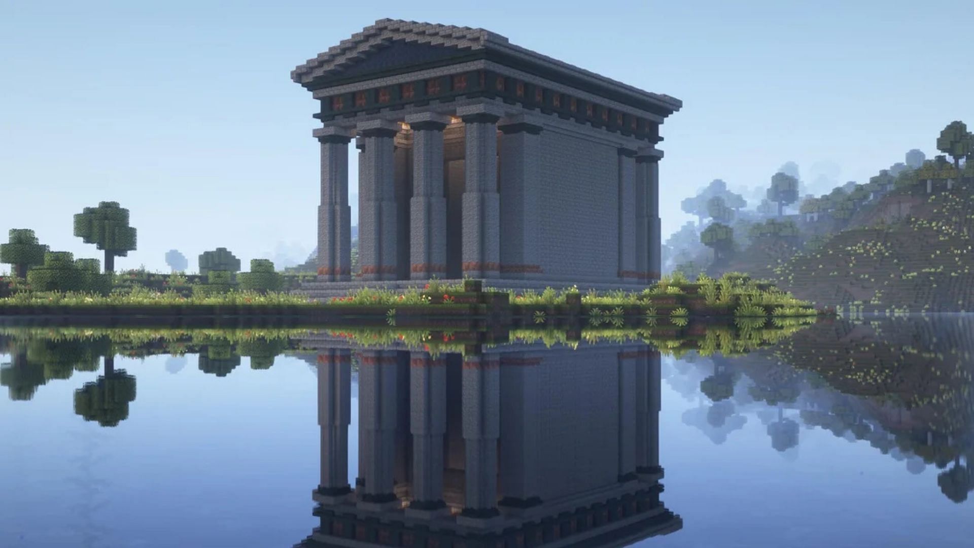 Redditors react to the Greek-themed temple build (Image via Mojang Studios)