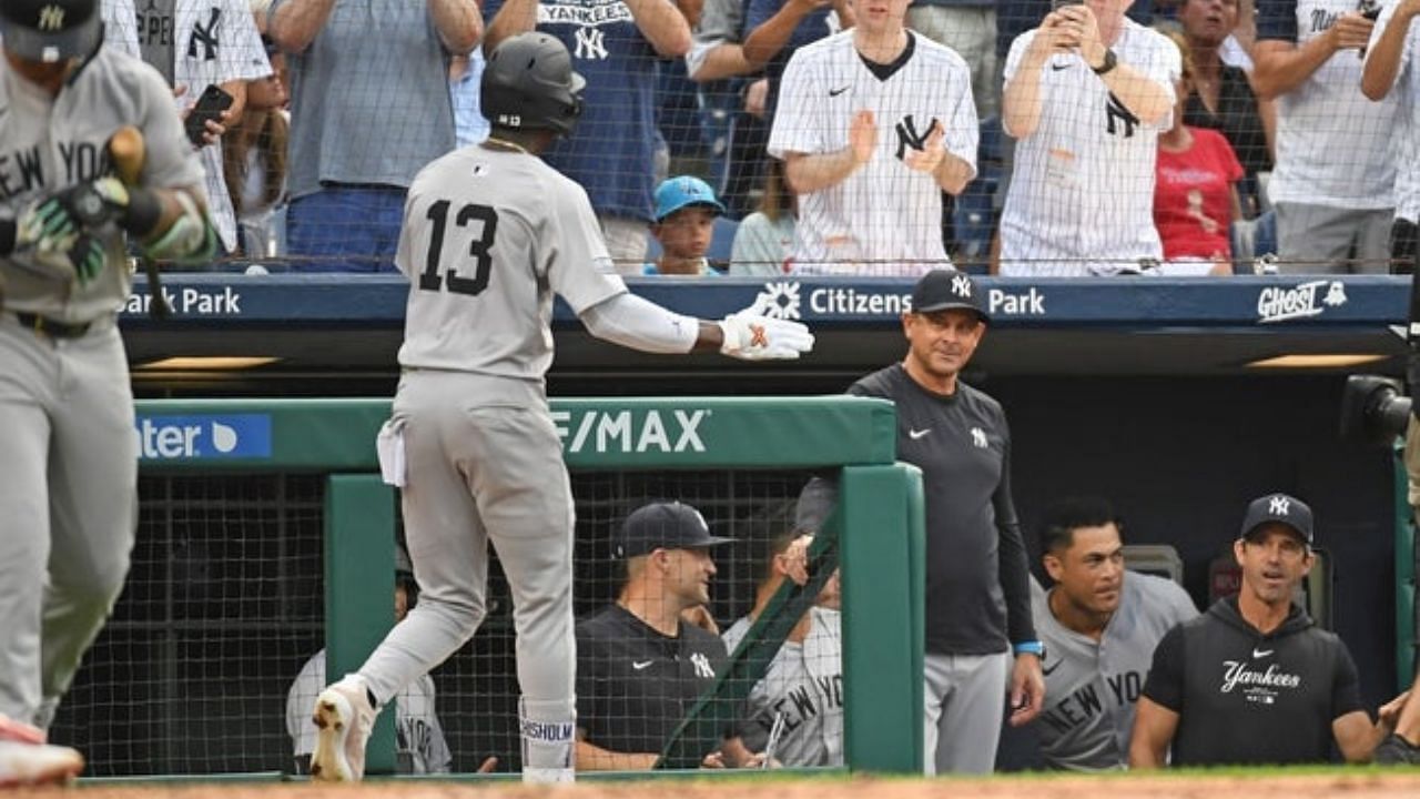 Jazz Chisholm Jr. and Aaron Boone [Source: Imagn]