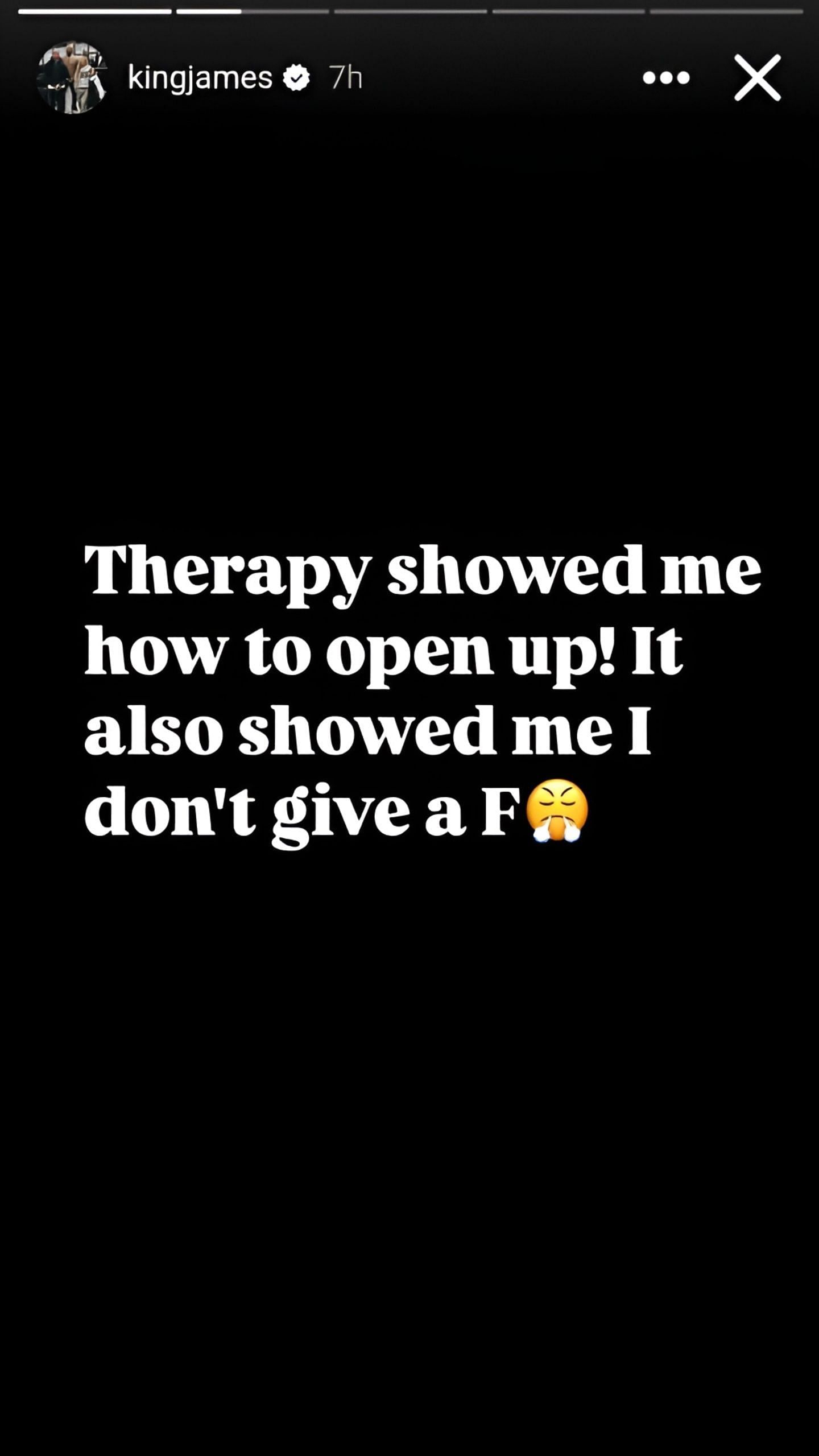 LeBron James&#039; IG Story [Credit: IG/@kingjames]
