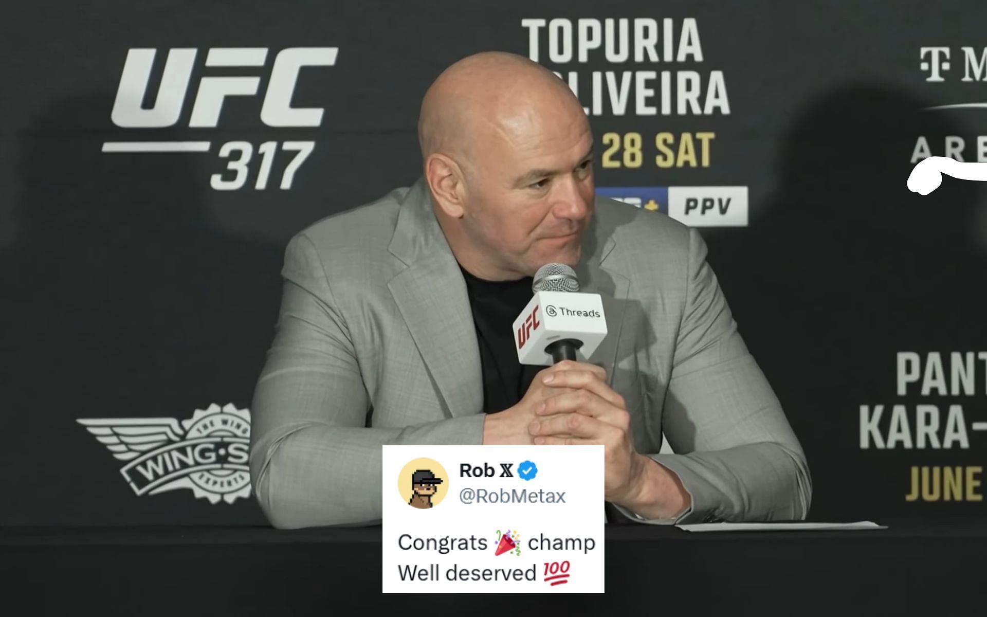 Dana White announced win bonus for losing UFC 317 main card fighter. [Image courtesy: UFC on YouTube]