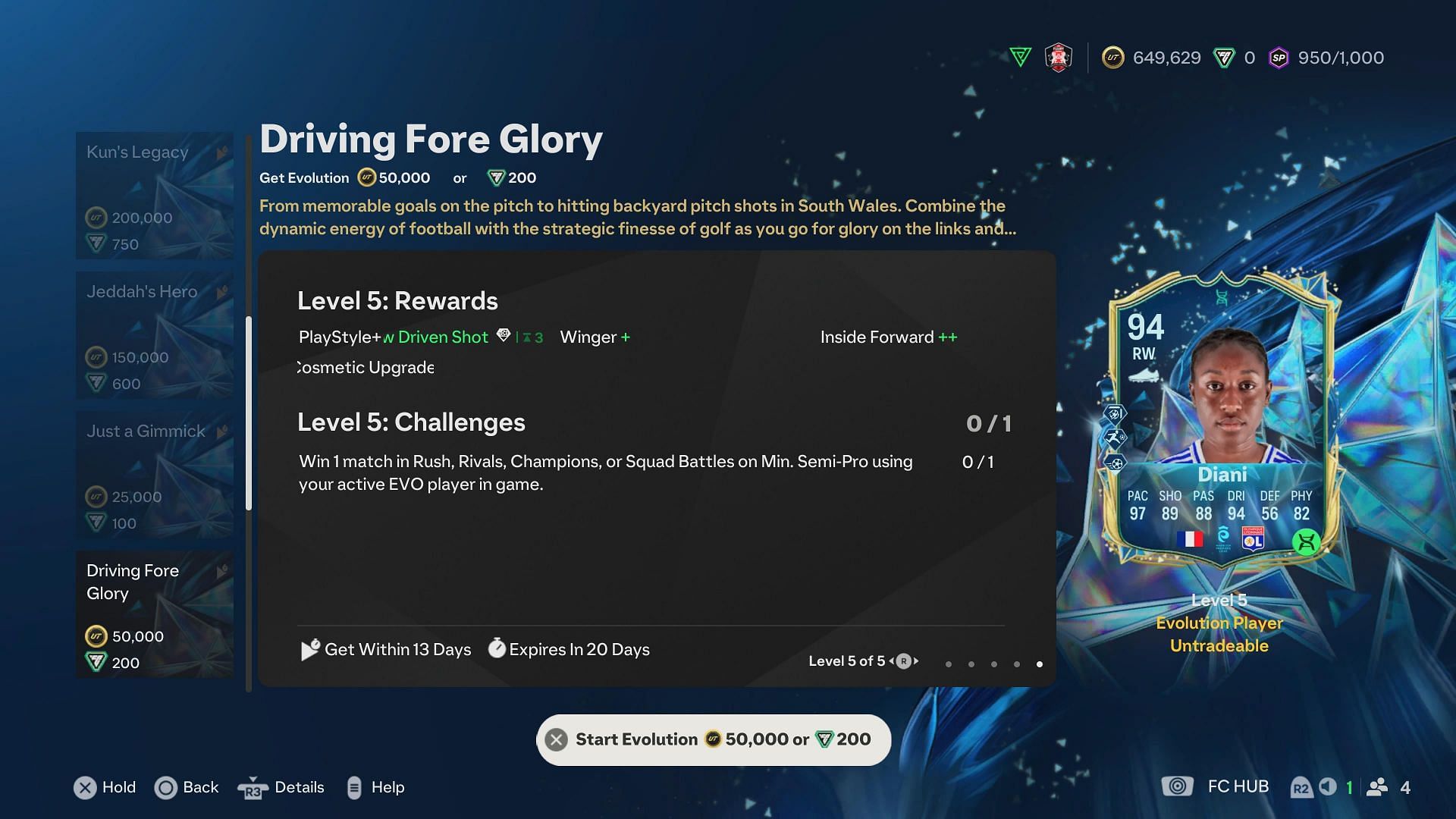The EVO has five levels (Image via EA Sports)