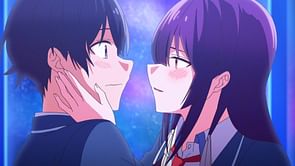 Please Put Them On, Takamine-san! episode 12 (finale): Takamine kisses Shirota onstage as the play ends with an unplanned twist