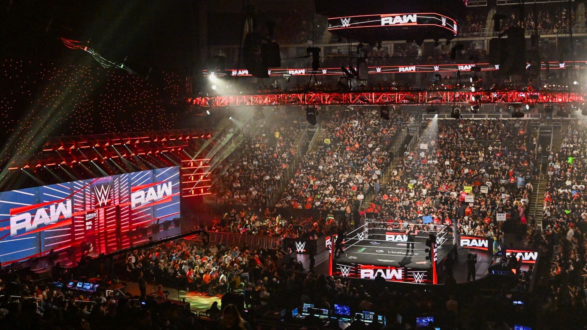 The WWE Universe cheers the in-ring promo at RAW