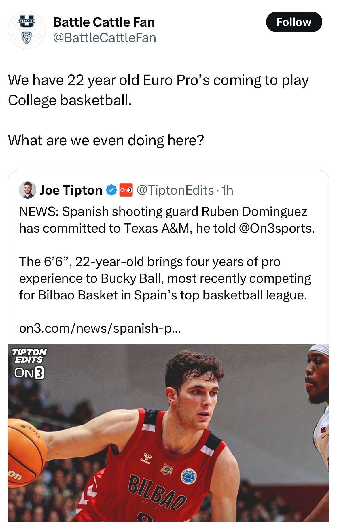 A college basketball fan discusses changes in the sport (X/@TiptonEdits)