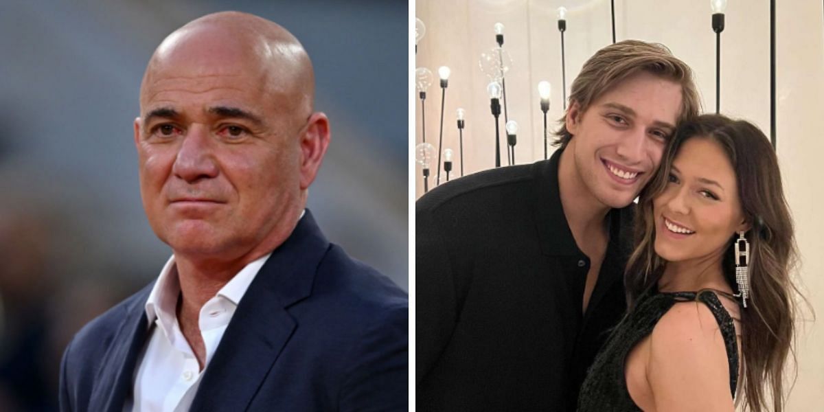 Andre Agassi (L), Jaden and his girlfriend Catherine (R). (Image credits: Getty, and Instagram@jadenagassi)