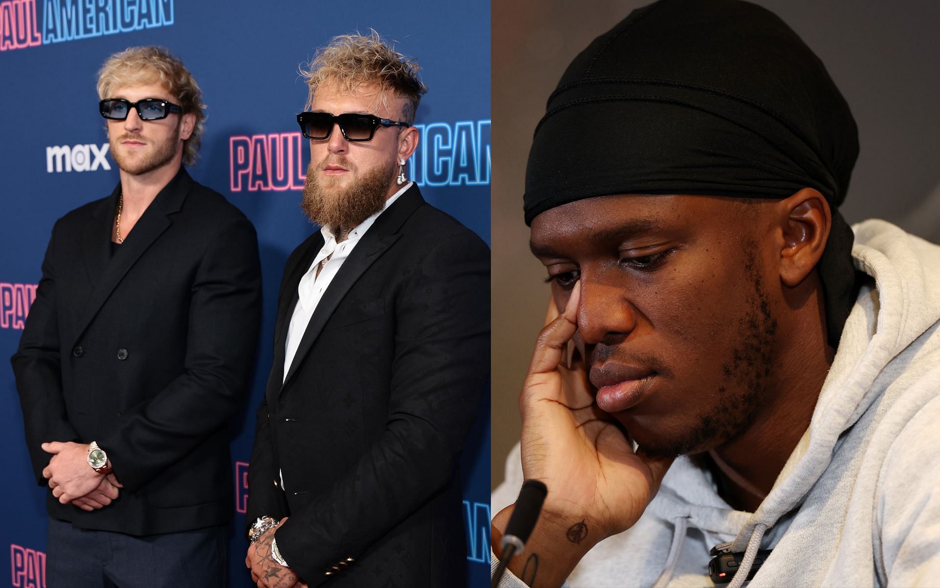 Jake Paul (left) talks about KSI (right) not attending Logan