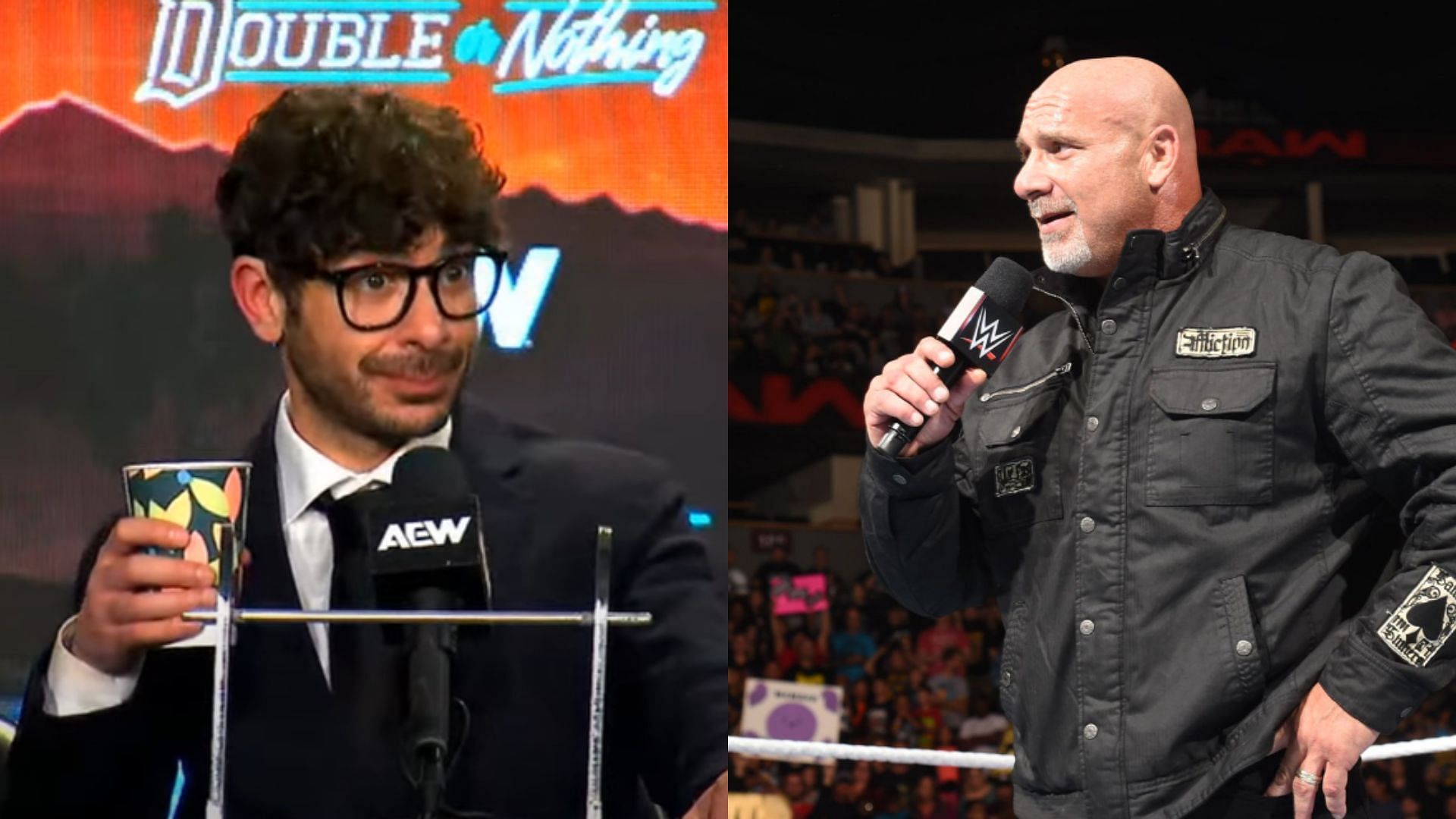 AEW CEO Tony Khan (left) / WCW and WWE legend Goldberg [Image Credits: AEW