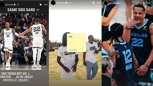Ja Morant pays tribute to Bane on his IG story. (Credits: @jamorant/Instagram)