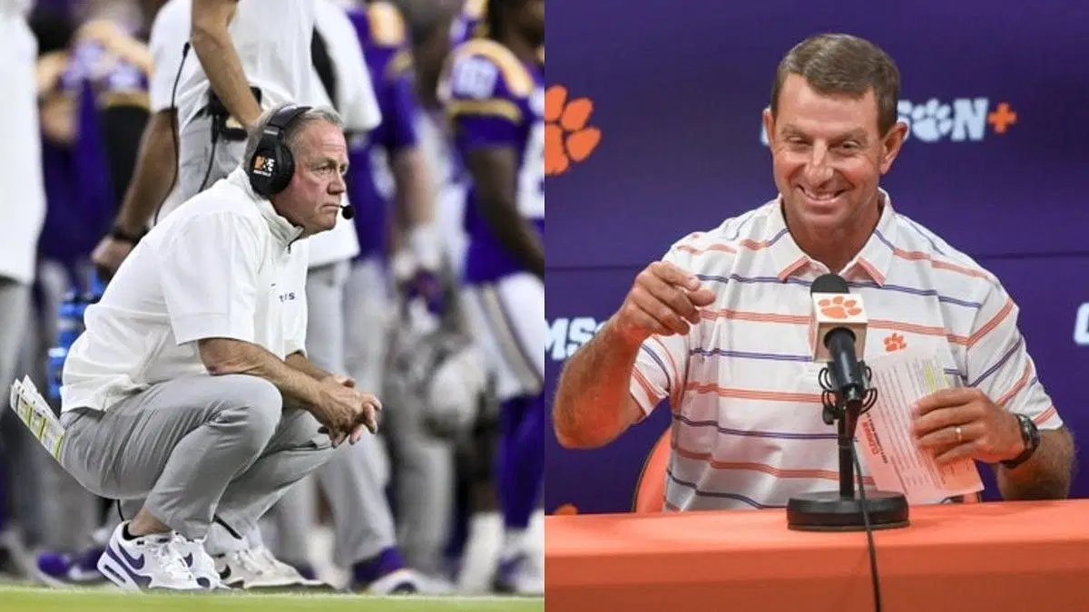 Brian Kelly (L) Texas Bowl-Baylor at Louisiana State &amp; Dabo Swinney (R) Syndication: The Greenville News (Image Credits: Imagn)