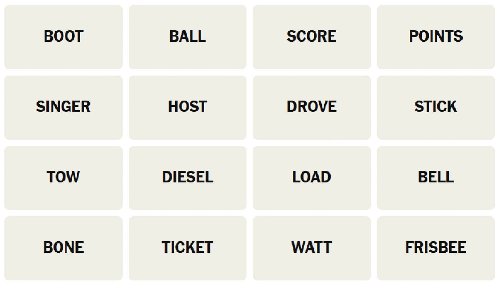 All words for today&#039;s New York Times Connections puzzle (Image via The New York Times)