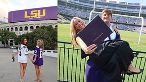 PIC: LSU star Garrett Nussmeier sweeps GF Ella off her feet while celebrating graduation