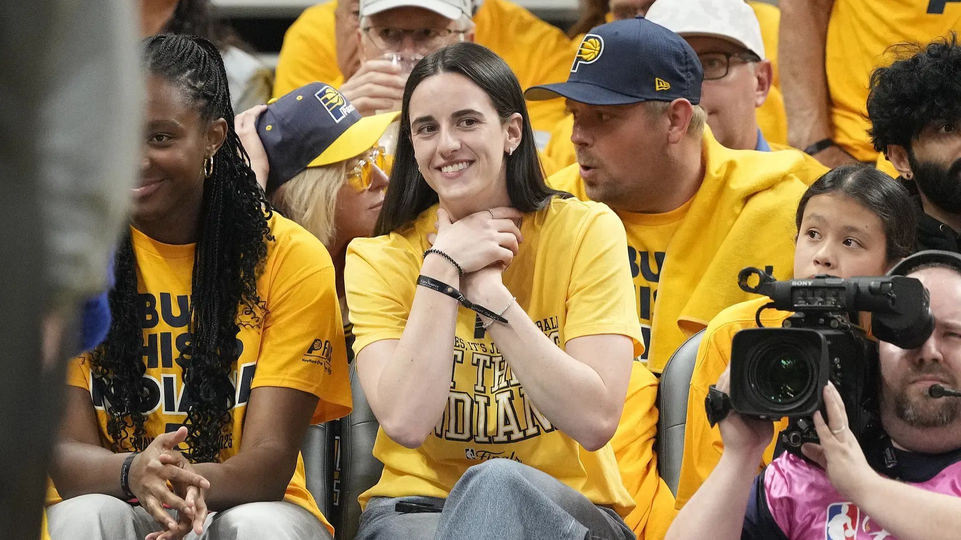 Basketball community erupts as Caitlin Clark hits choke celebration during NBA Finals Game 3. (Photo: IMAGN)