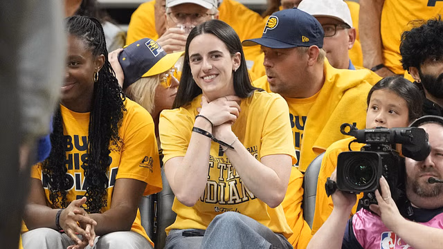 Basketball community erupts as Caitlin Clark hits choke celebration during NBA Finals Game 3. (Photo: IMAGN)