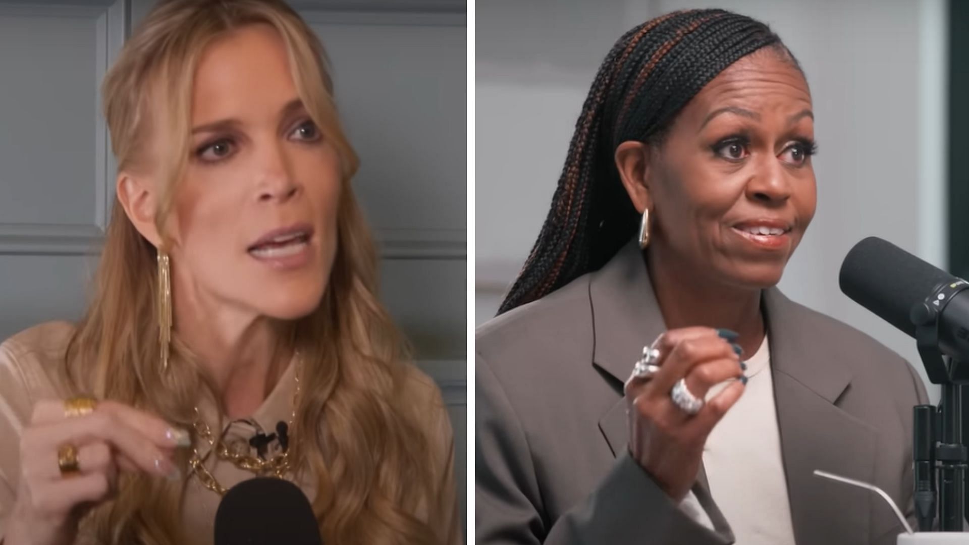 Megyn Kelly as Megyn O and Michelle Obama (Image via YouTube/@MegynKelly/@MichelleObama)