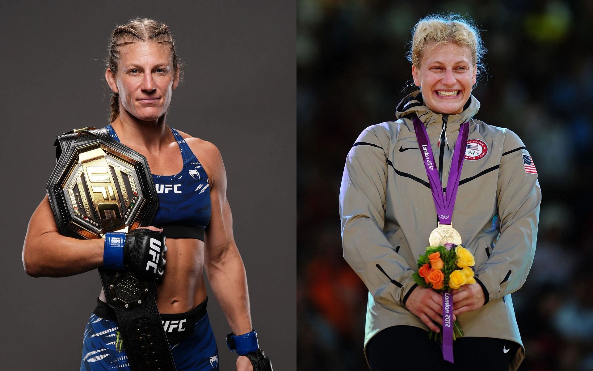 Kayla Harrison talks about which is tougher to earn &mdash; Olympic judo gold (right) or a UFC title (left.) [Images courtesy: Getty Images]