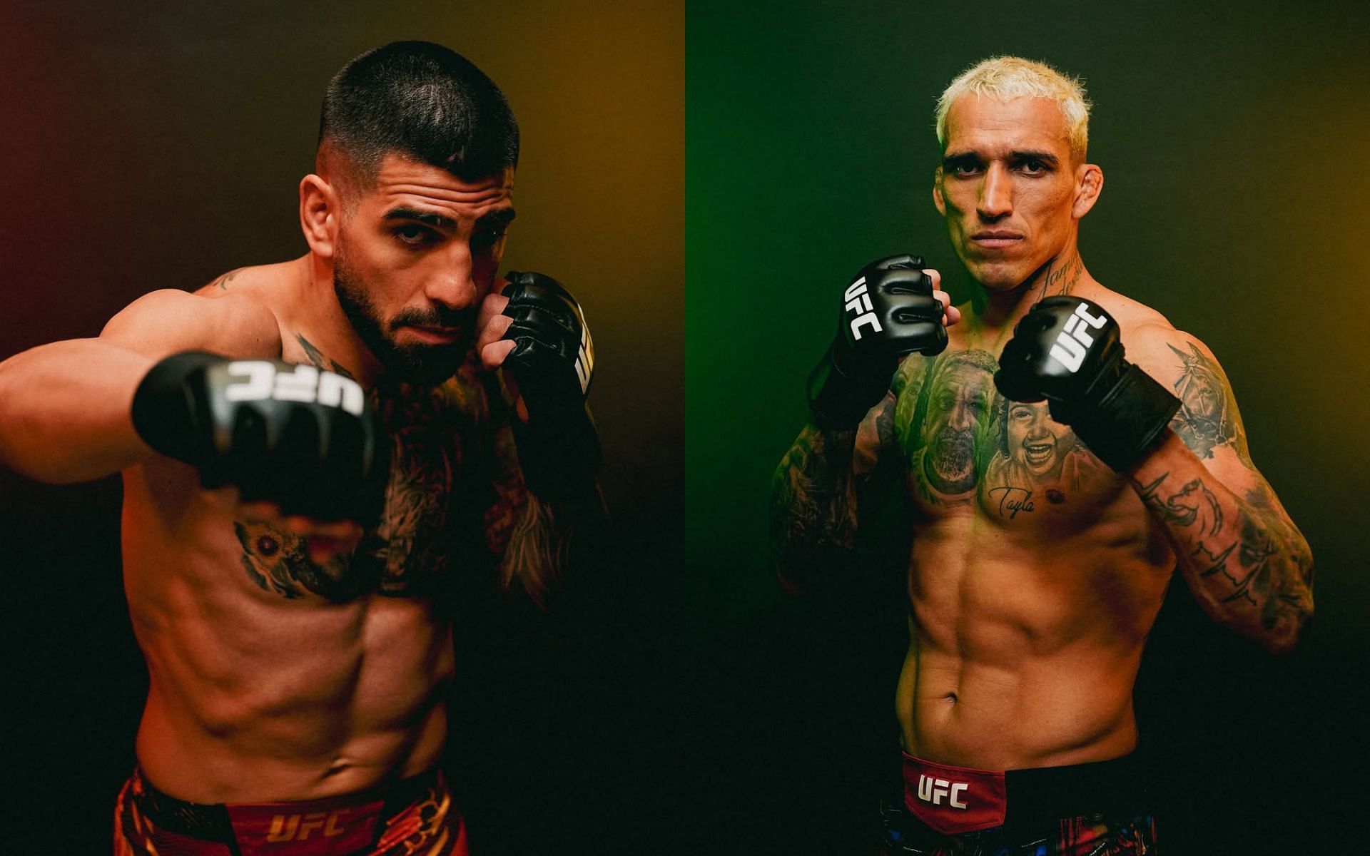 Ilia Topuria (left) faced Charles Oliveira (right). [Images courtesy: @ufcespanol on Instagram]