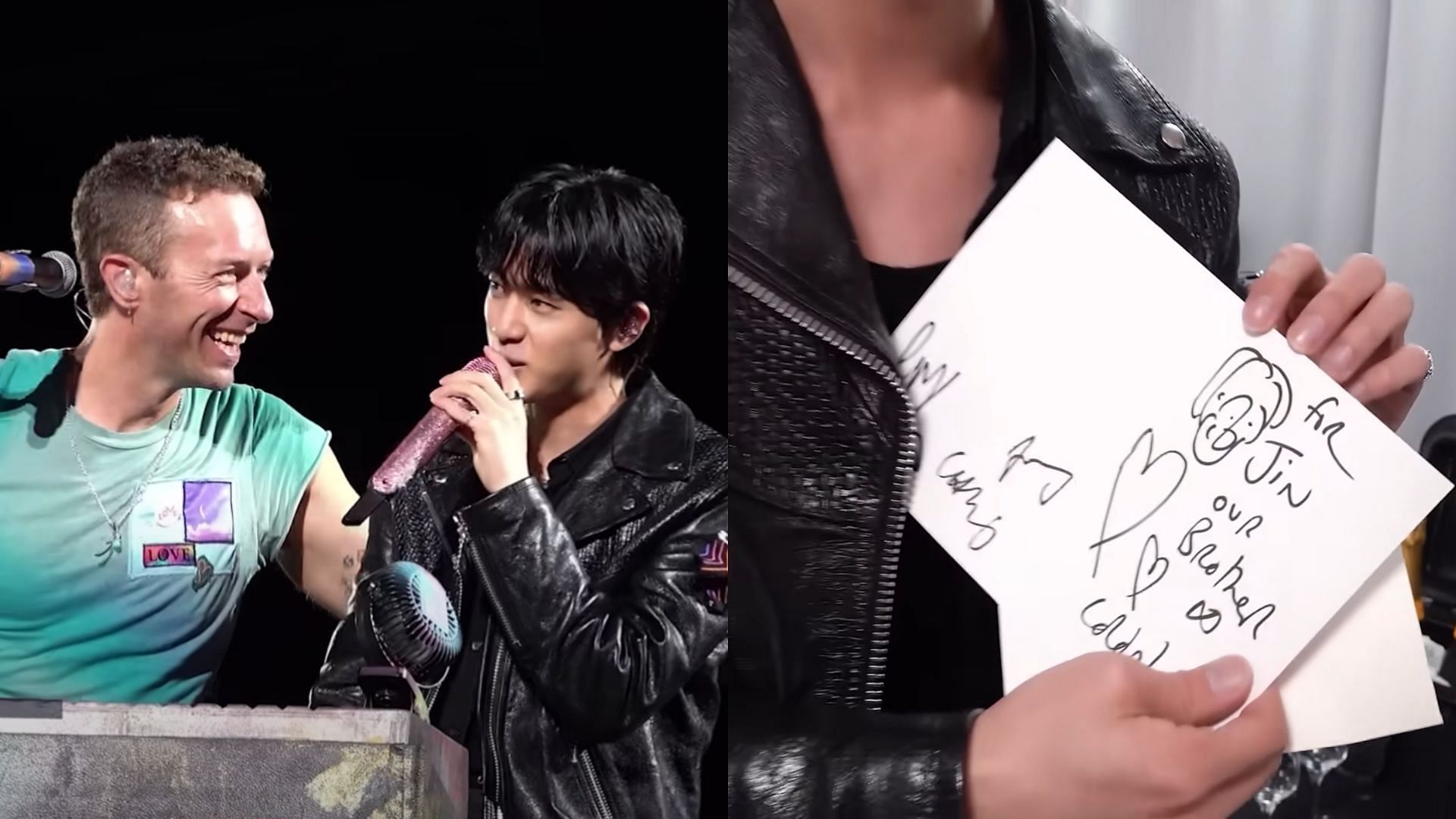 Coldplay writes a letter to Jin (Images via YouTube/BANGTANTV)