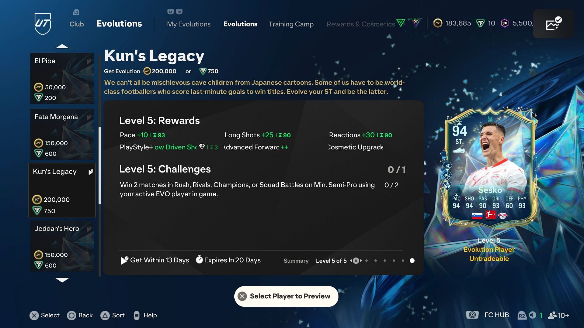 The EVO has five levels (Image via EA Sports)