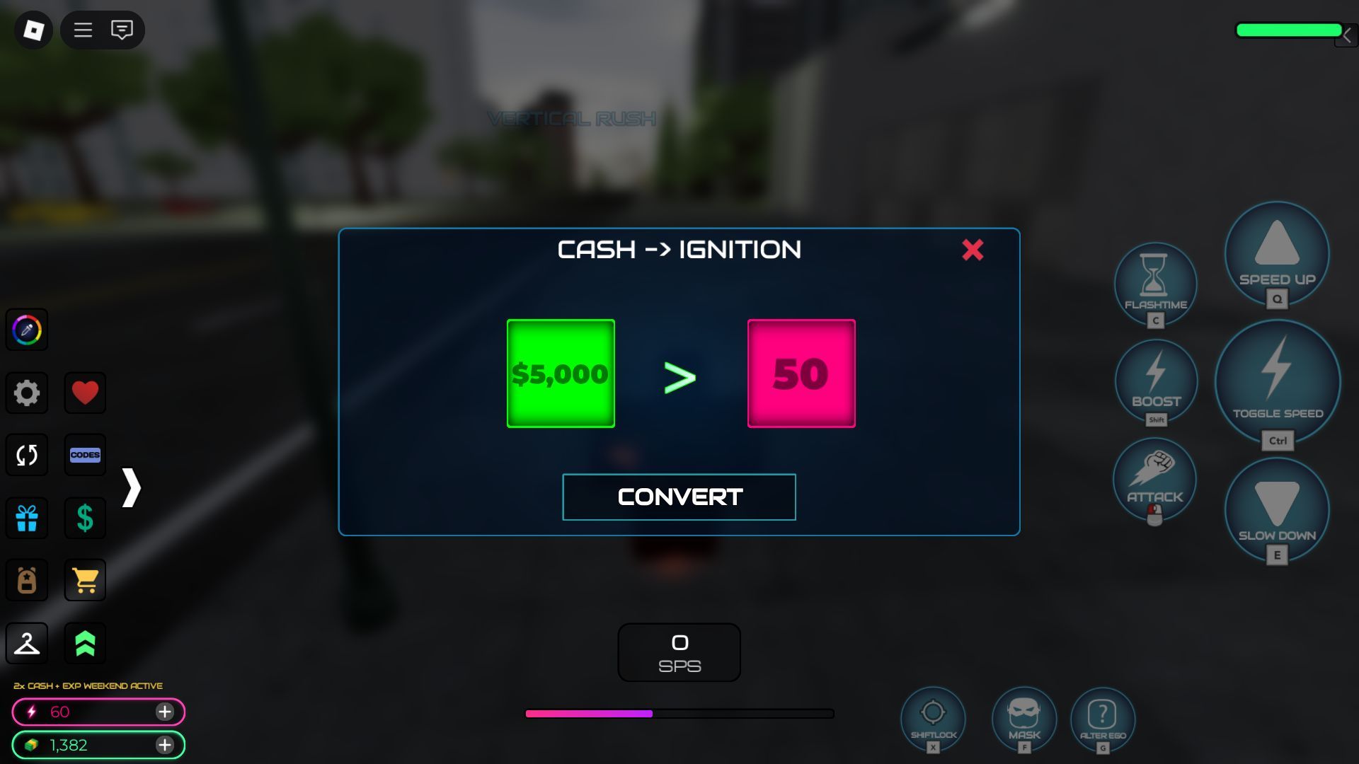 Converting Cash to Ignition (Image via Roblox)