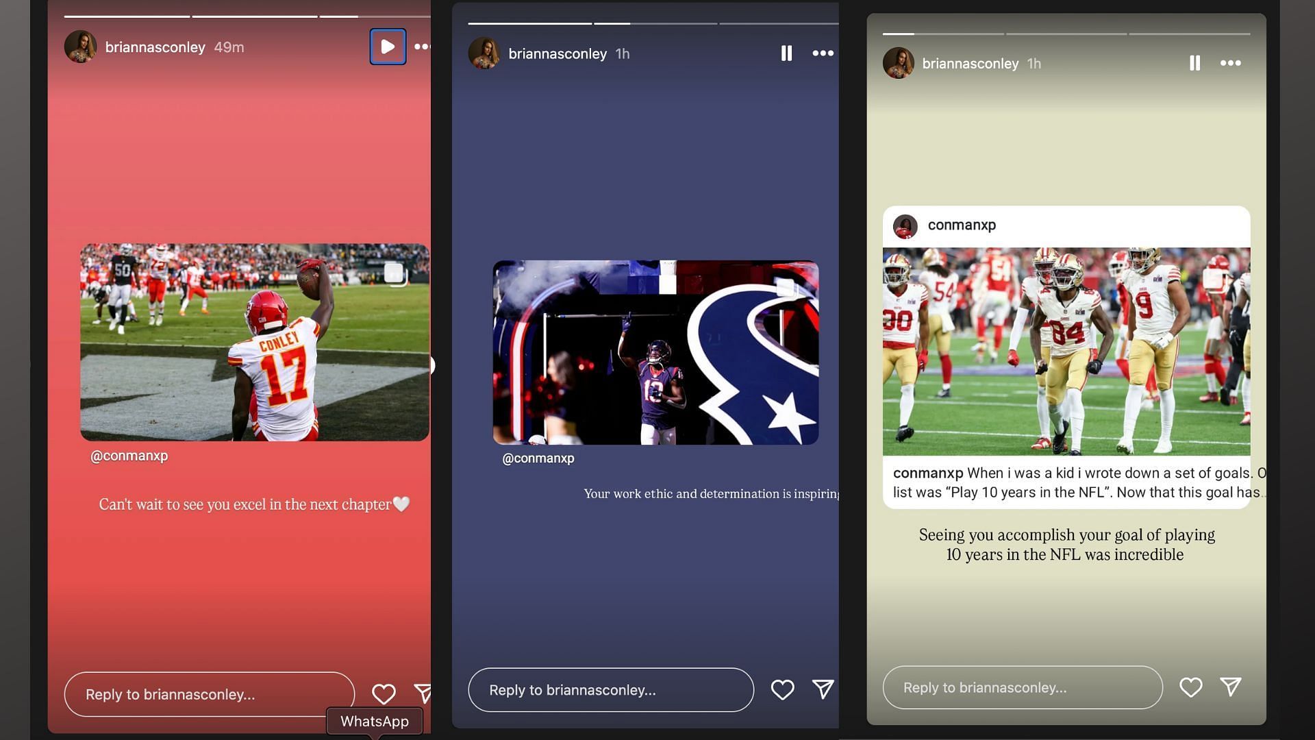 Chris Conley&rsquo;s wife Brianna&#039;s IG Stories
