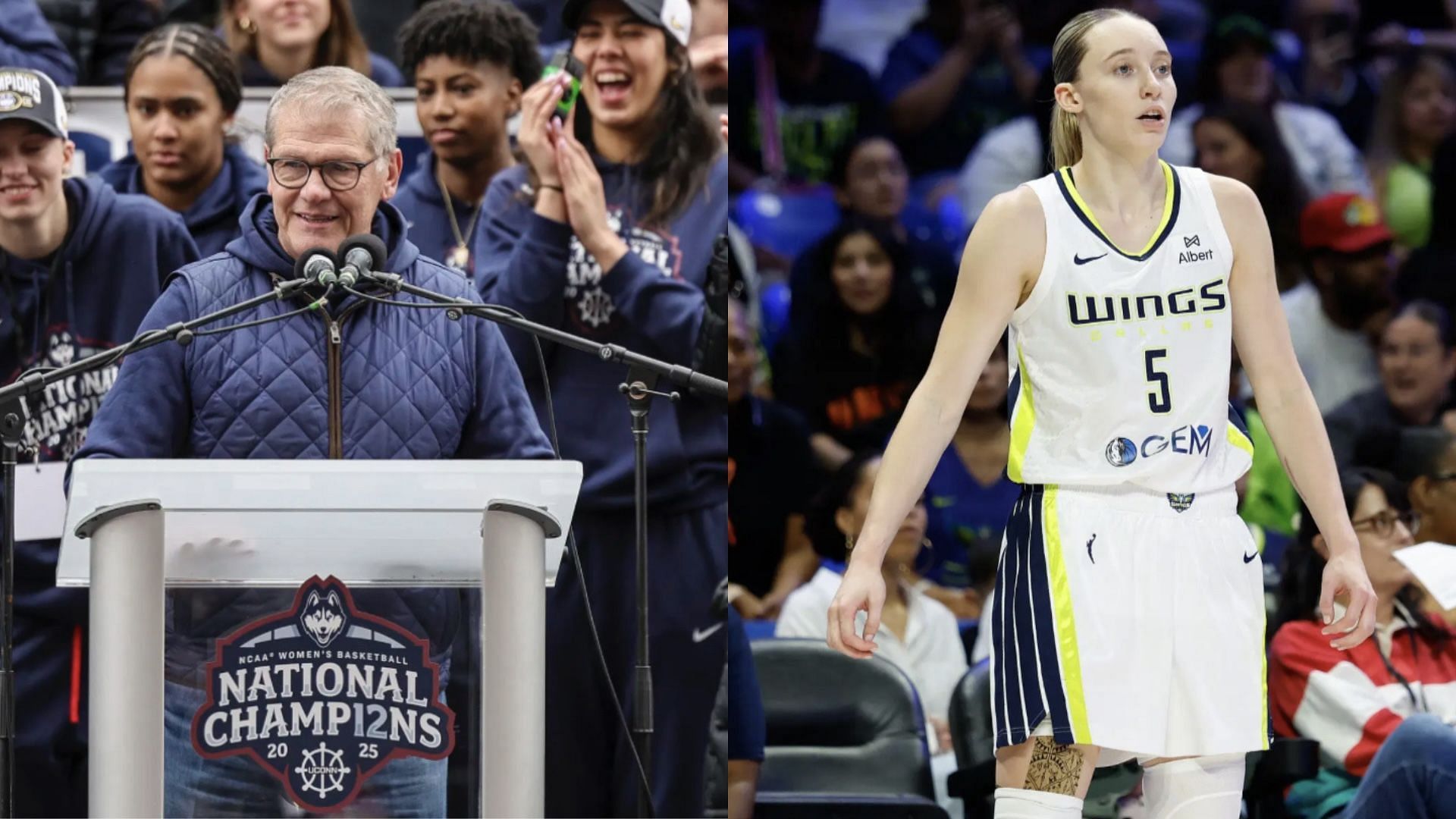 UConn head coach Geno Auriemma and Paige Bueckers 