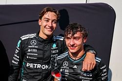 Watch: Kimi Antonelli's father pulls George Russell into a hug after the Mercedes driver wins the F1 Canadian GP