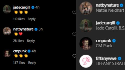 CM Punk, Jade Cargill, and others reacted on Instagram