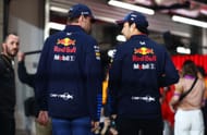 Max Verstappen and Sergio Perez during the F1 Qatar GP's drivers parade. Source: Getty
