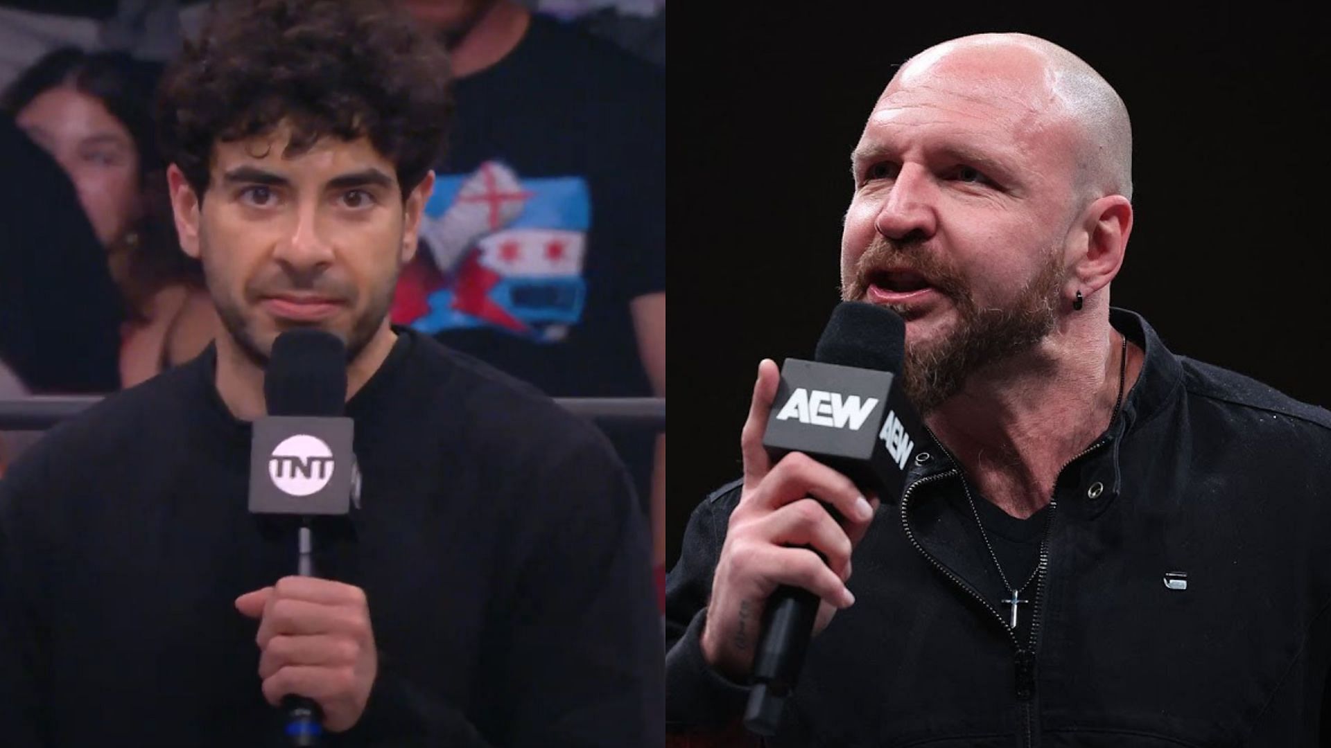 AEW president Tony Khan (left) and Jon Moxley (right). (Image credits: AEW YouTube channel)