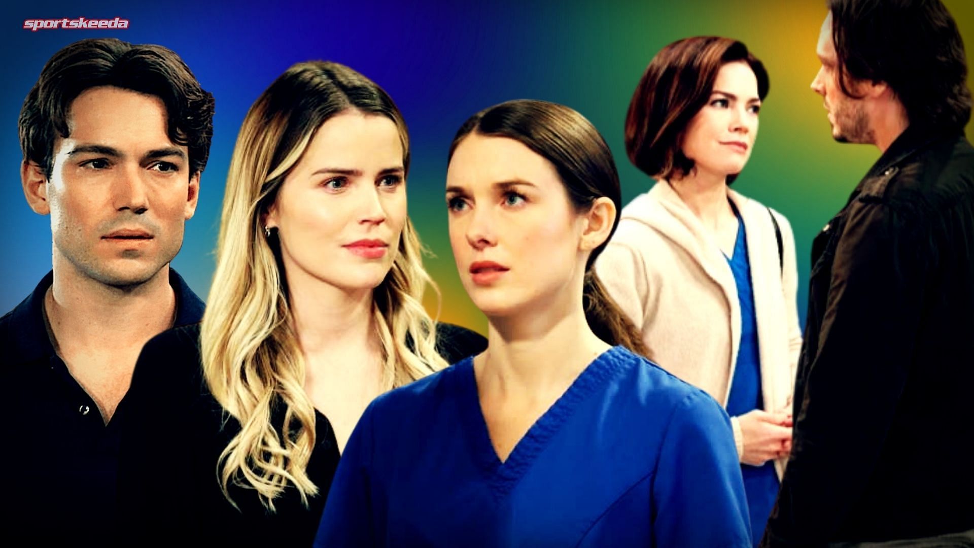 From left, Michael, Sasha, Willow, Liz and Lucky of General Hospital (Custom edit by Sportskeeda, Original images via ABC/@General Hospital)