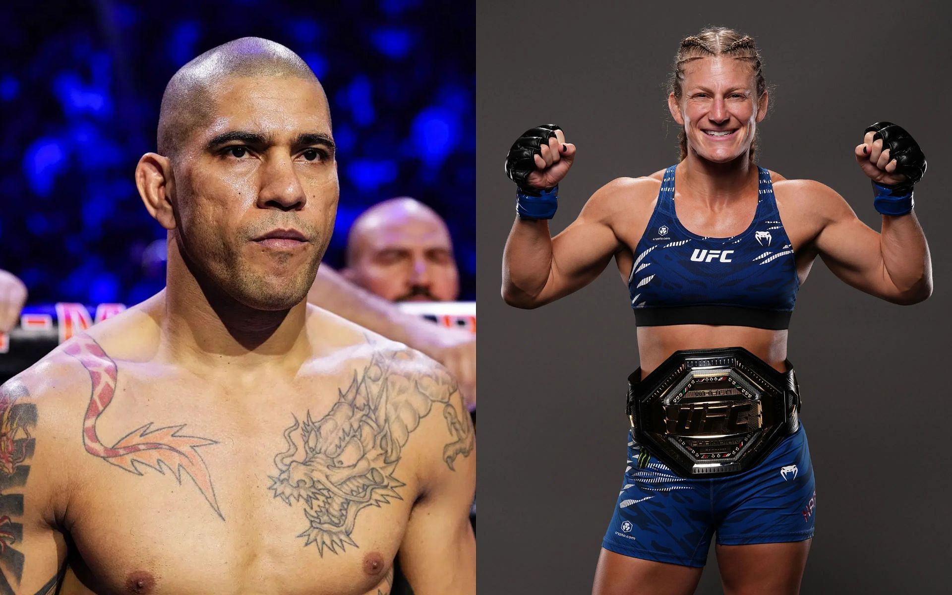 Alex Pereira (left) trained grappling with Kayla Harrison (right). [Images courtesy: Getty Images] 